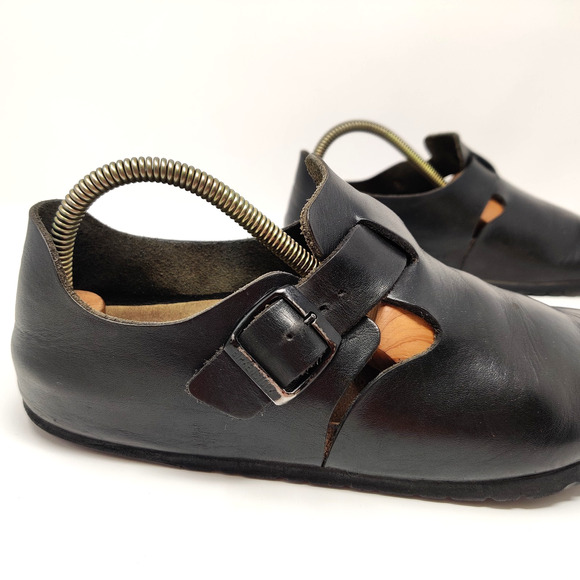 Birkenstock London Clogs Shoes Size 40 US 9 Black Leather Classic Comfort *Read - Picture 5 of 16